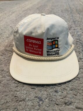 Vintage 90s Compaq Windows 95 Tech Promo Hat Snapback Strapback Rope Cap Kati